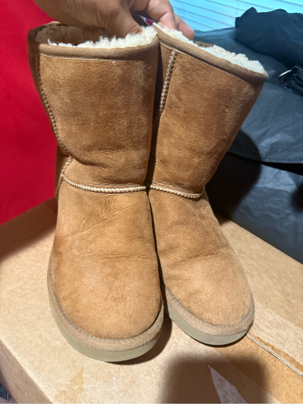 UGG Chestnut Suede Short Shearling Boots